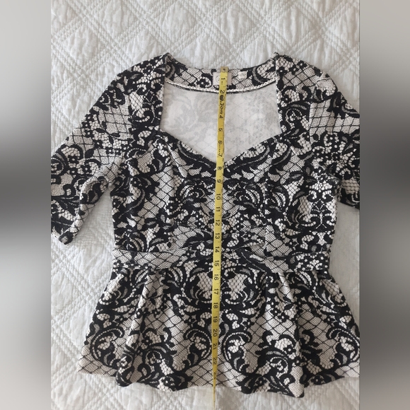 Anthropologie Postmark Leia Lace Print Peplum Blouse - Picture 10 of 11